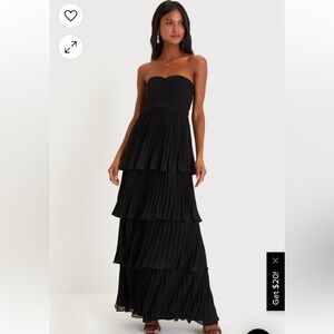 Lulus Seriously Sensational Black Strapless Tiered Maxi Dress